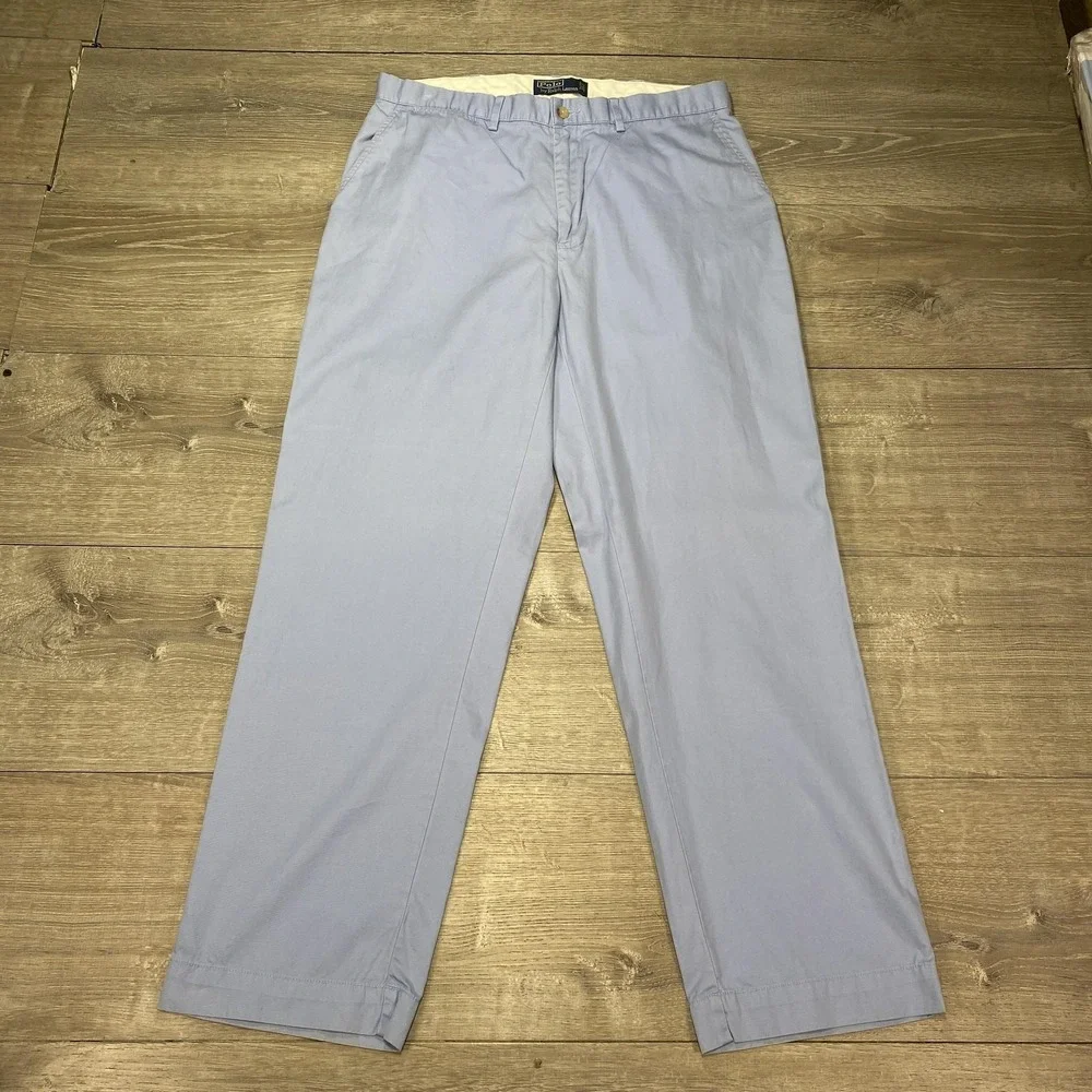 Polo Ralph Lauren Pants Mens 34x30 Light Blue‎ Chino Flat Front Straight Leg